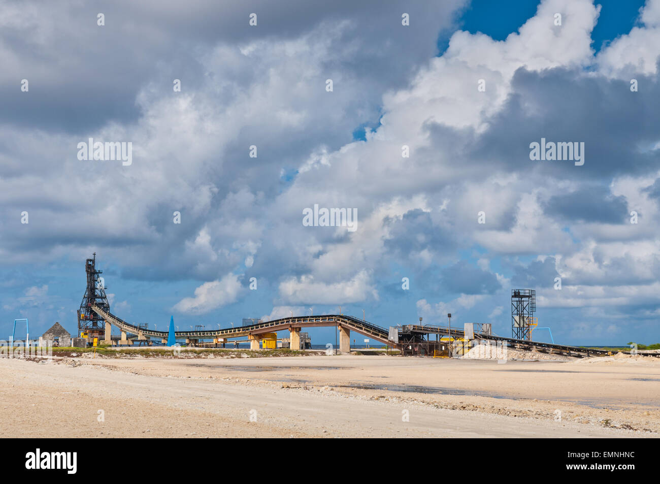 La banchina di carico dei piani di sale dell'isola di Bonaire, Antille olandesi. Foto Stock