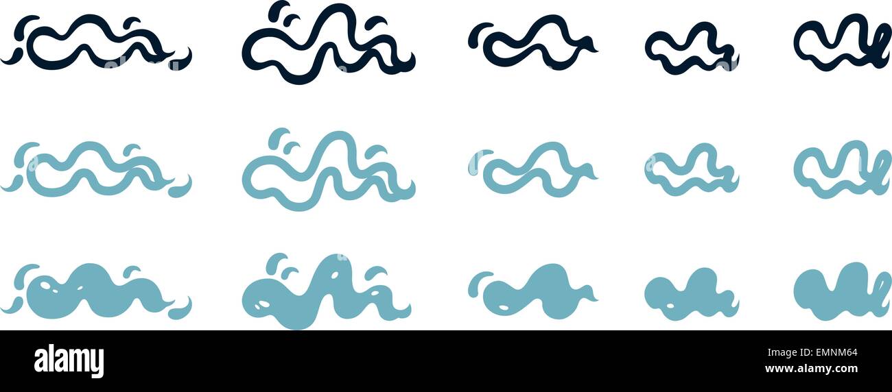 Set di ondulato forme nuvoloso. Ondulazione nuvole nel cielo. EPS vettore 10 Illustrazione Vettoriale