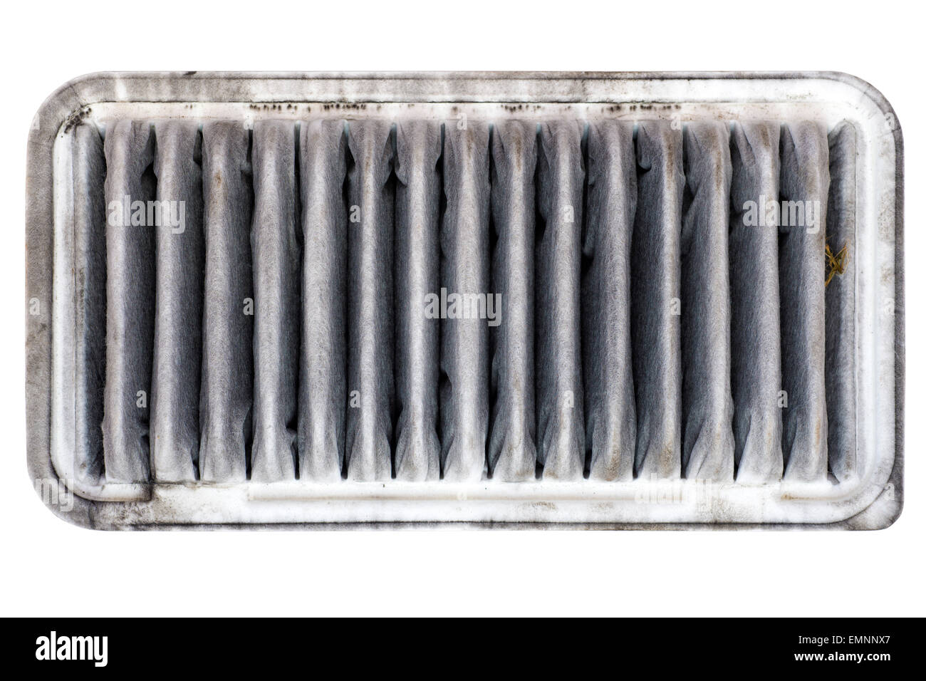 Veicolo sporco filtro aria isolato su bianco Foto Stock