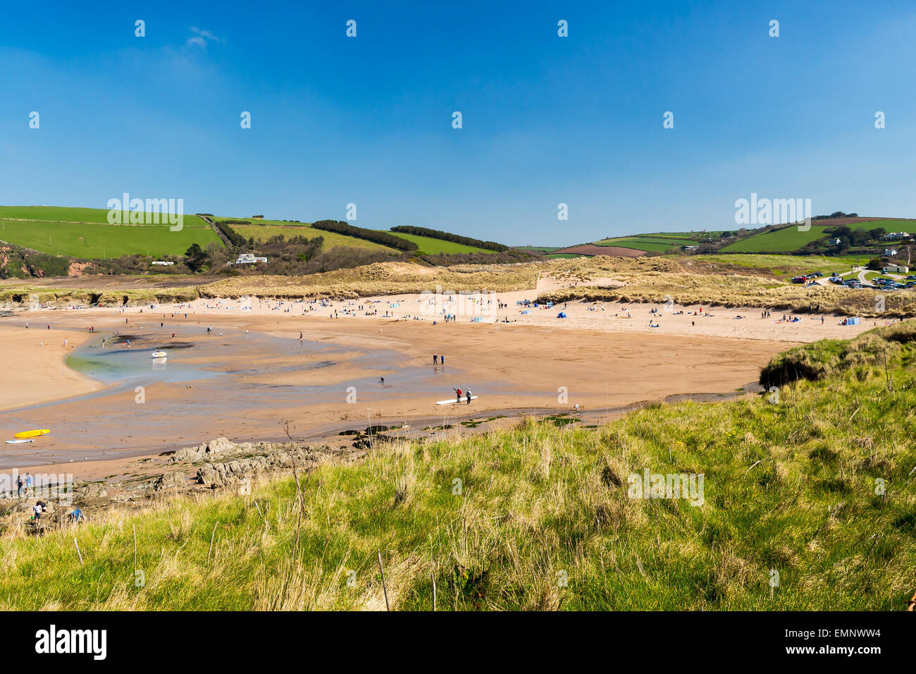 Affacciato sulla spiaggia di Bantham nel sud prosciutti Devon England Regno Unito Europa Foto Stock