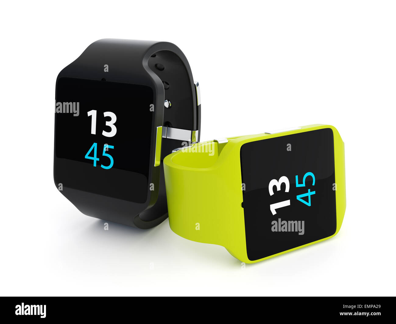 3D rendering di smart watch isolati su sfondo bianco Foto Stock