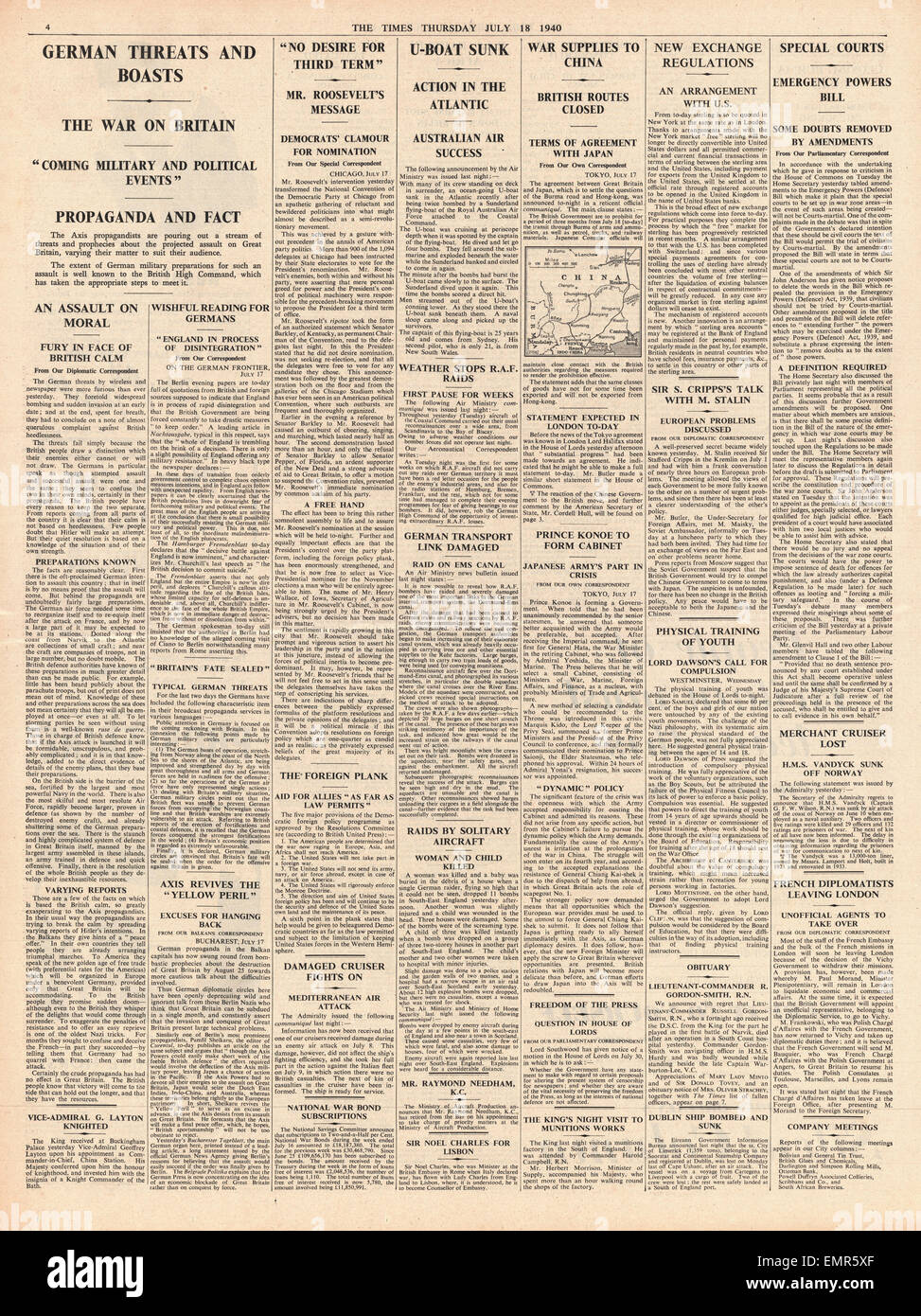 1940 Pagina 4 volte la battaglia della Gran Bretagna Foto Stock