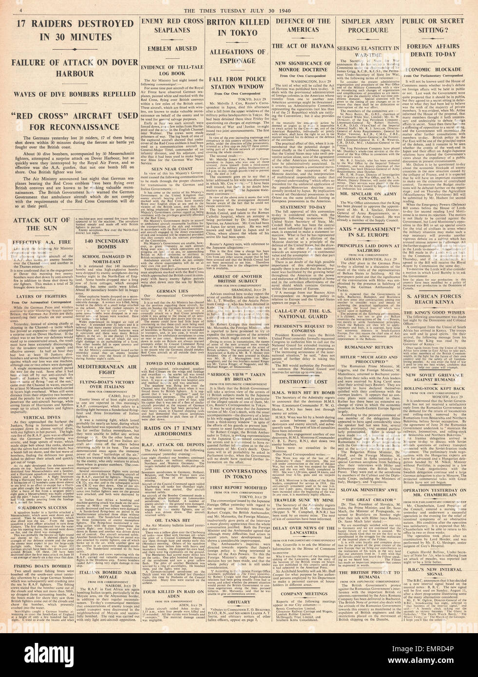 1940 i tempi pagina 4 battaglia della Gran Bretagna Foto Stock