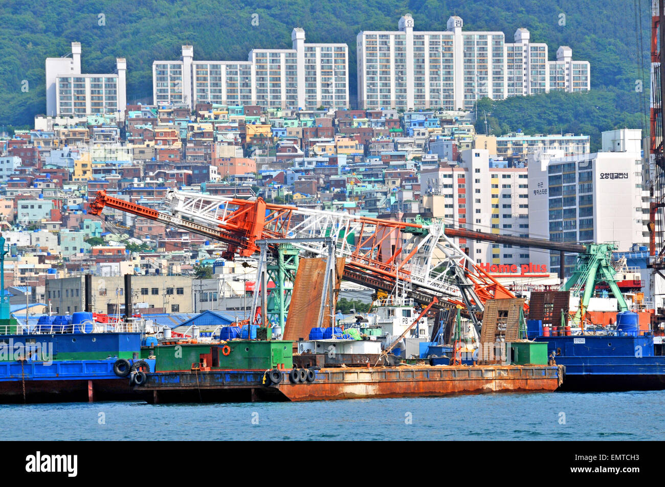 Porto di Busan Corea del Sud Foto Stock