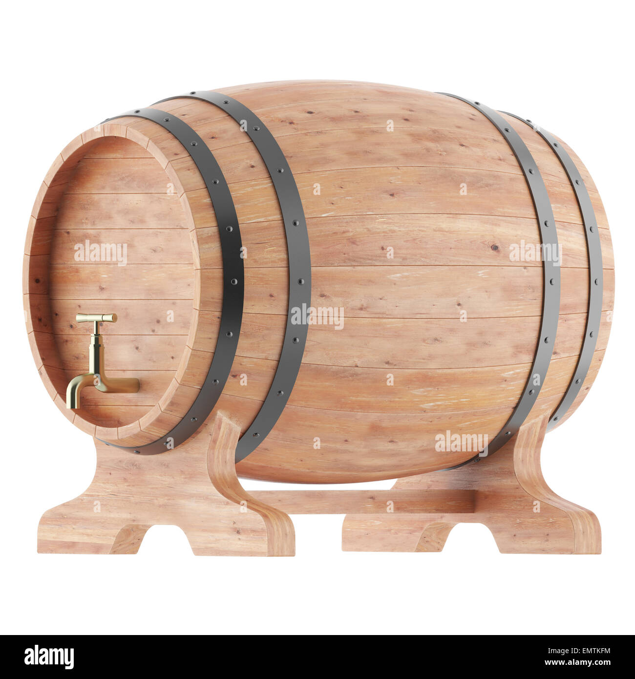 Vino, whiskey, birra, rum botti isolati su sfondo bianco. 3D illustrazione ad alta risoluzione Foto Stock