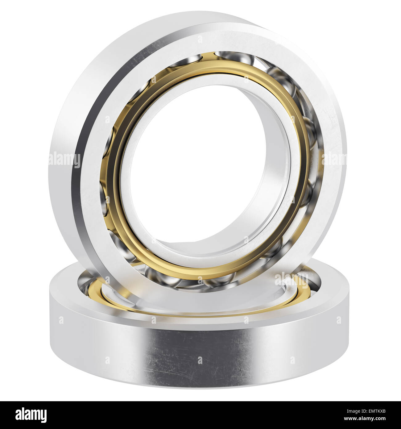 Isolate i cuscinetti realistici su uno sfondo bianco con leggeri graffi. Foto Stock