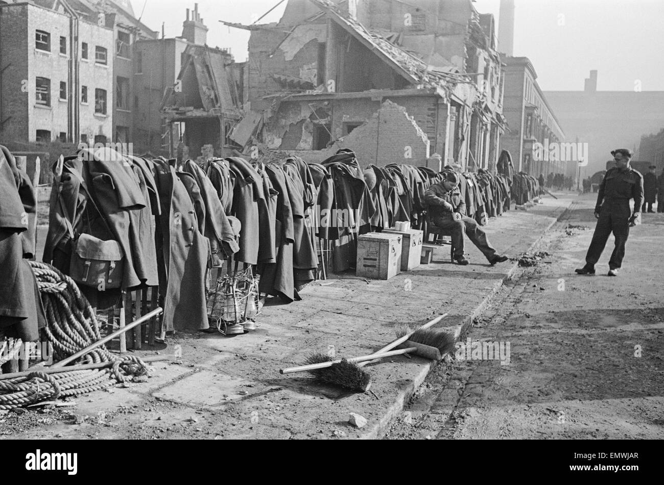 Danni di bomba, Chelsea. 25 Feb 1944 Foto Stock