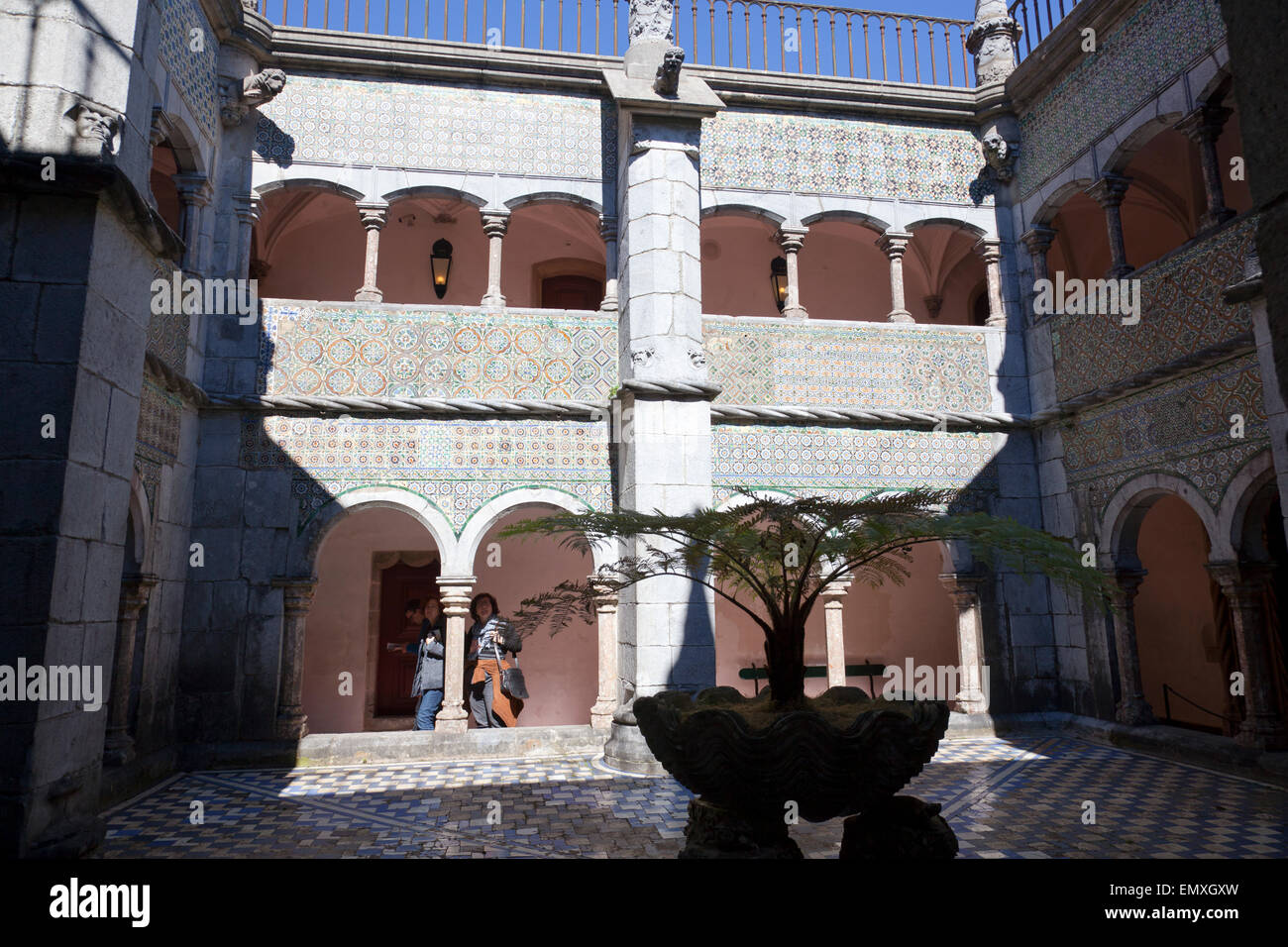 Palácio da Pena, Palace cortile centrale in Sintra - Portogallo Foto Stock