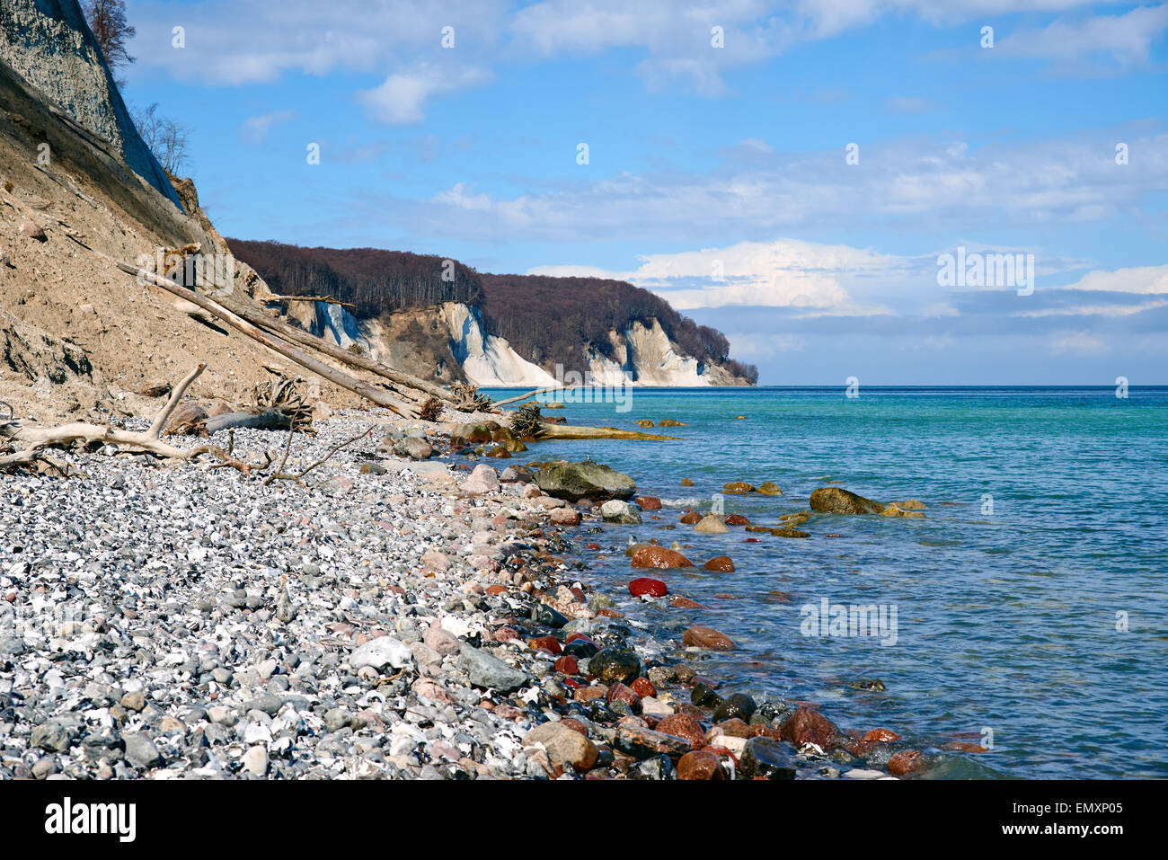 Alte scogliere di gesso presso la costa di isola di Rügen, Jasmund National Park Foto Stock