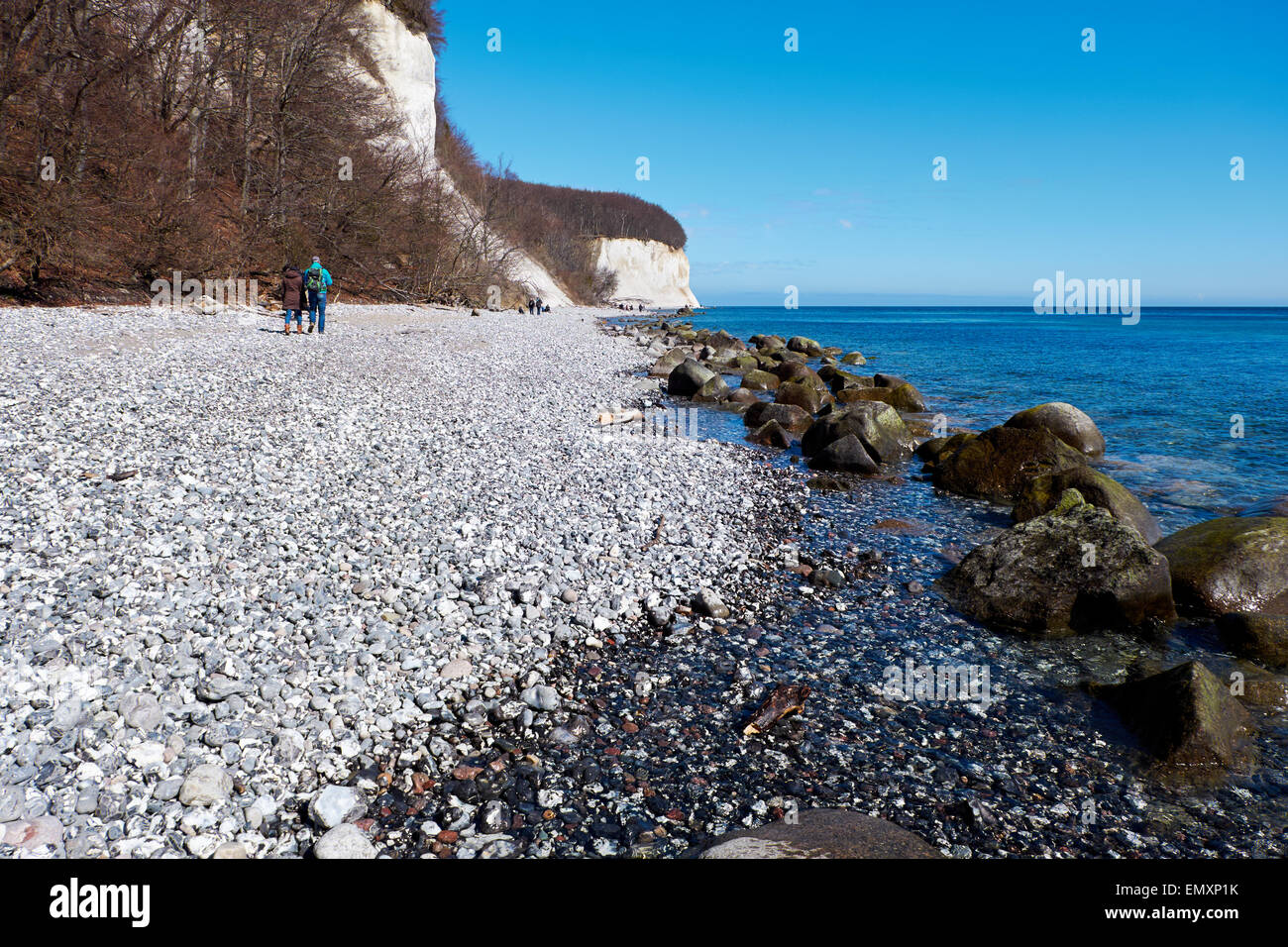 Alte scogliere di gesso presso la costa di isola di Rügen, Jasmund National Park Foto Stock