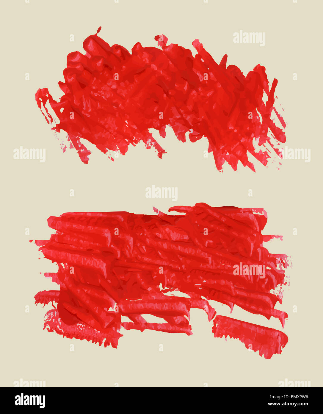 Rettangolo rosso acquerello pennellate, splash con copia spazio sul marrone chiaro dello sfondo. Vettore Foto Stock