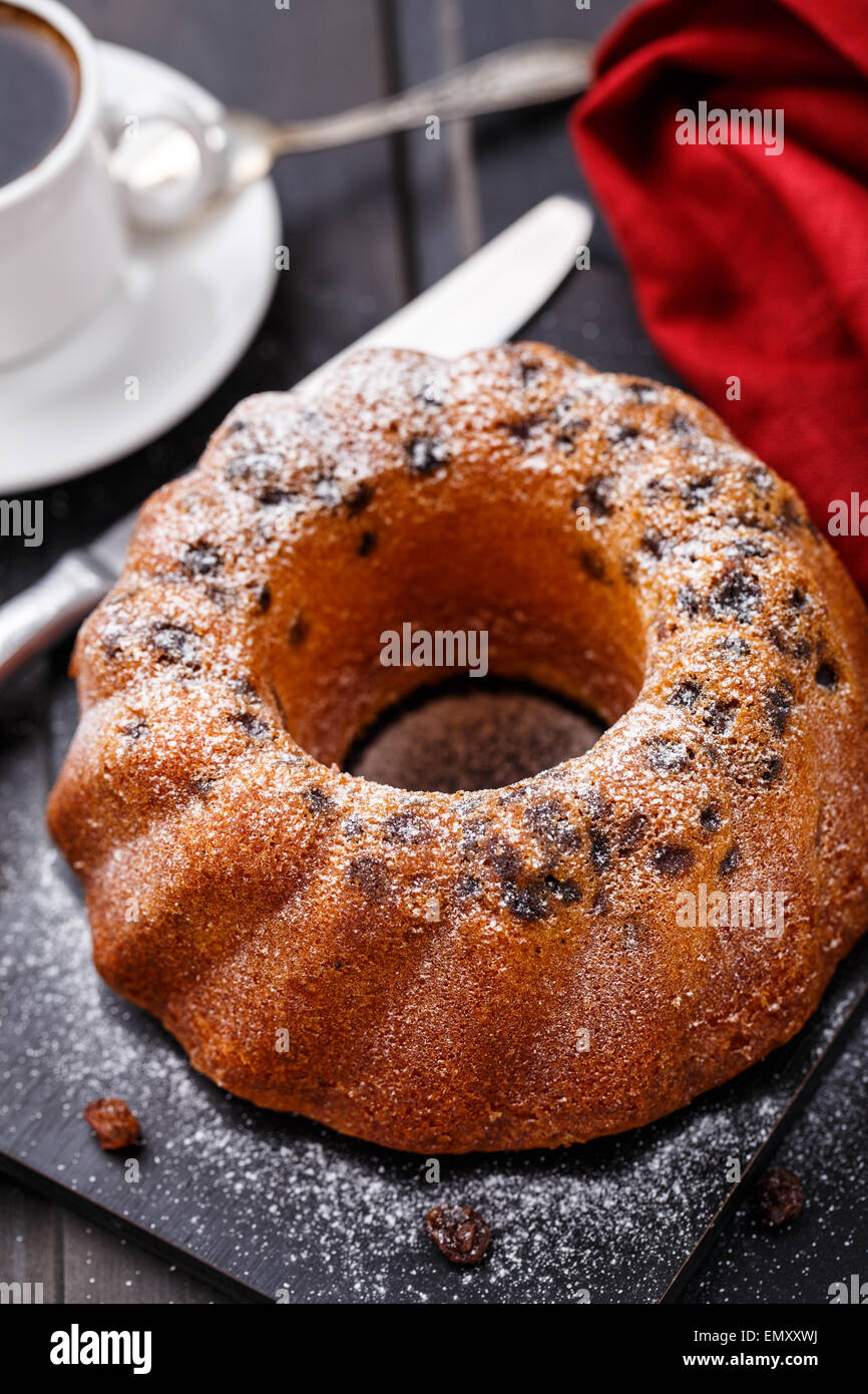 Torta con uva passa Foto Stock