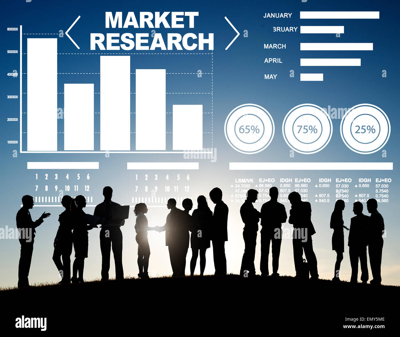 Ricerca di mercato percentuale di Business la ricerca di strategie di marketing Concept Foto Stock