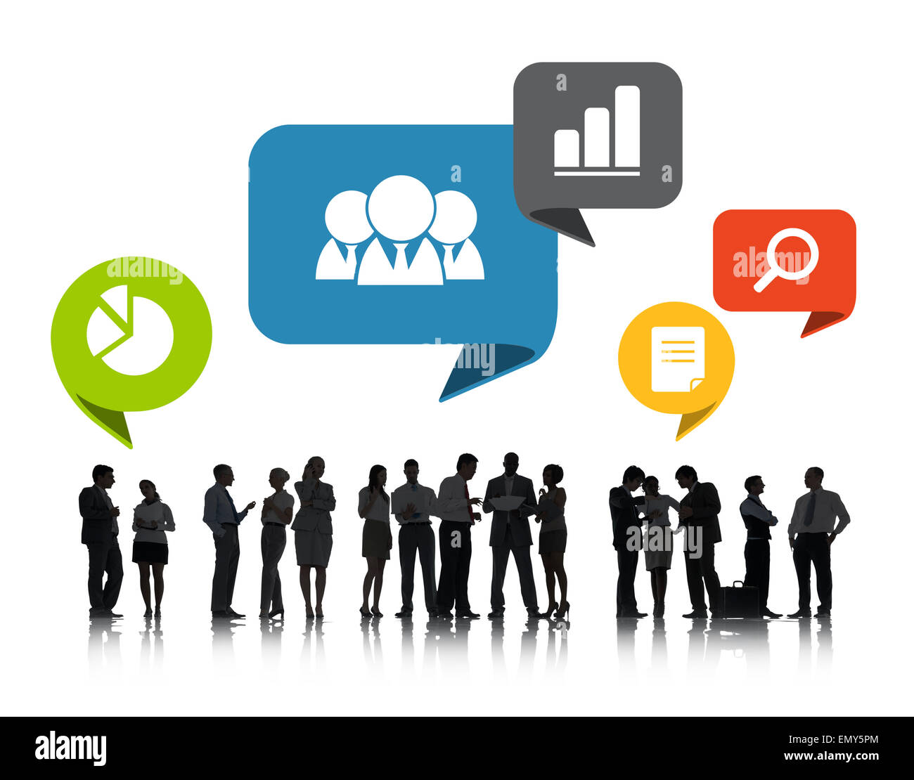 Un gruppo di persone di affari a discutere di Social Networking Foto Stock