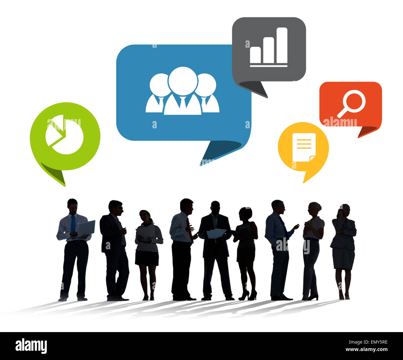 Sagome di Business persone per discutere le questioni aziendali Foto Stock
