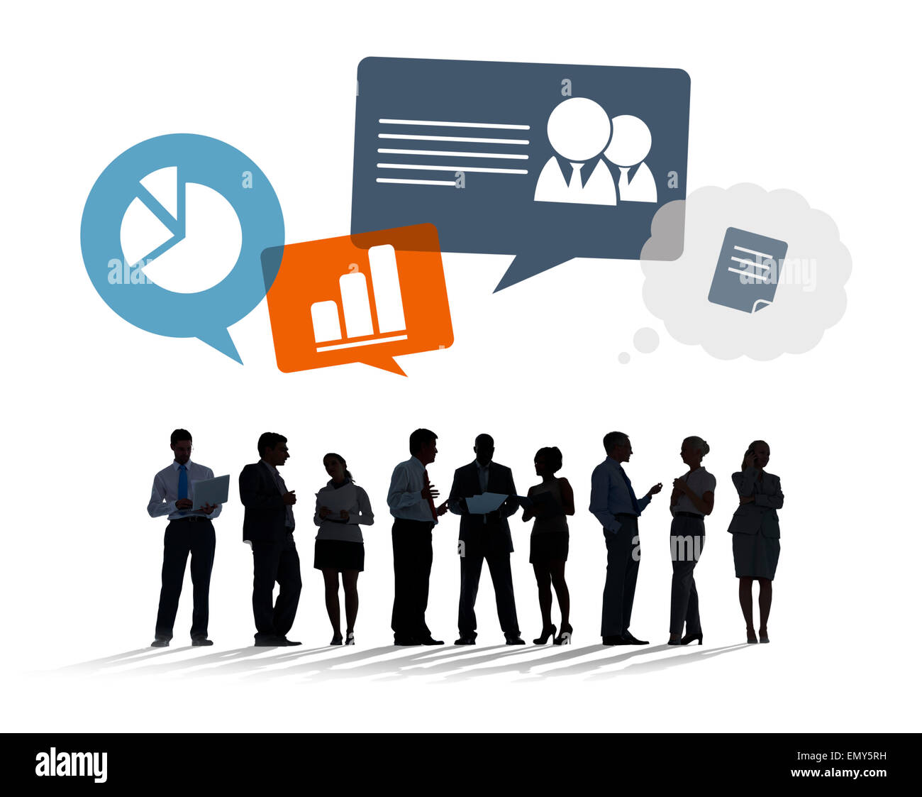 Sagome di Business persone per discutere le questioni aziendali Foto Stock