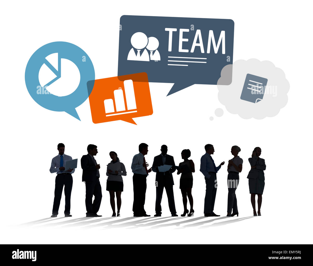 Sagome di Business persone per discutere le questioni aziendali Foto Stock