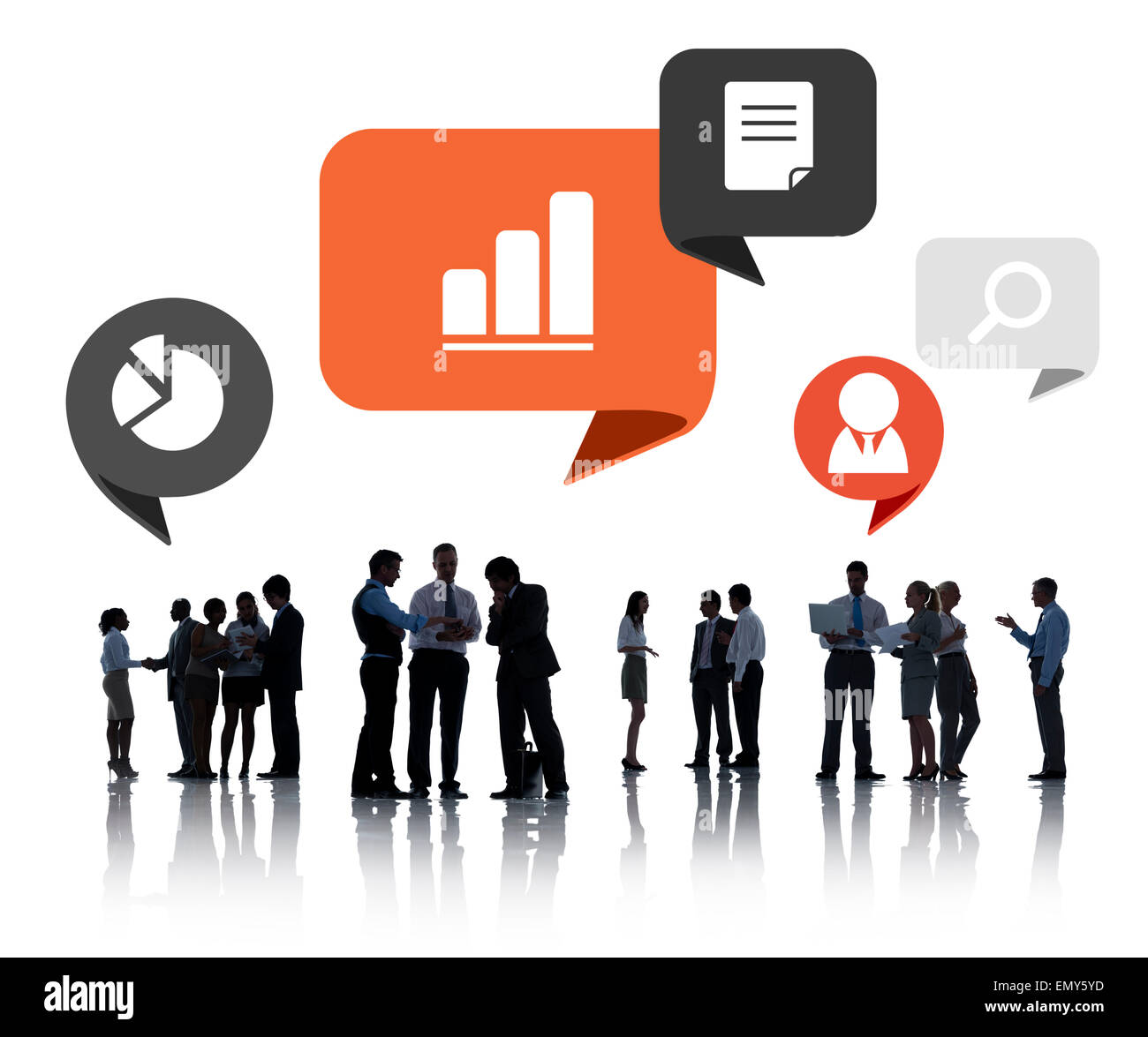 Sagome di Business persone per discutere le questioni aziendali Foto Stock