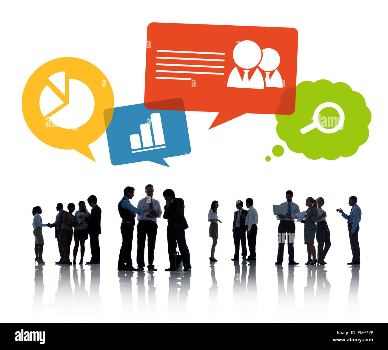 Sagome di Business persone per discutere le questioni aziendali Foto Stock