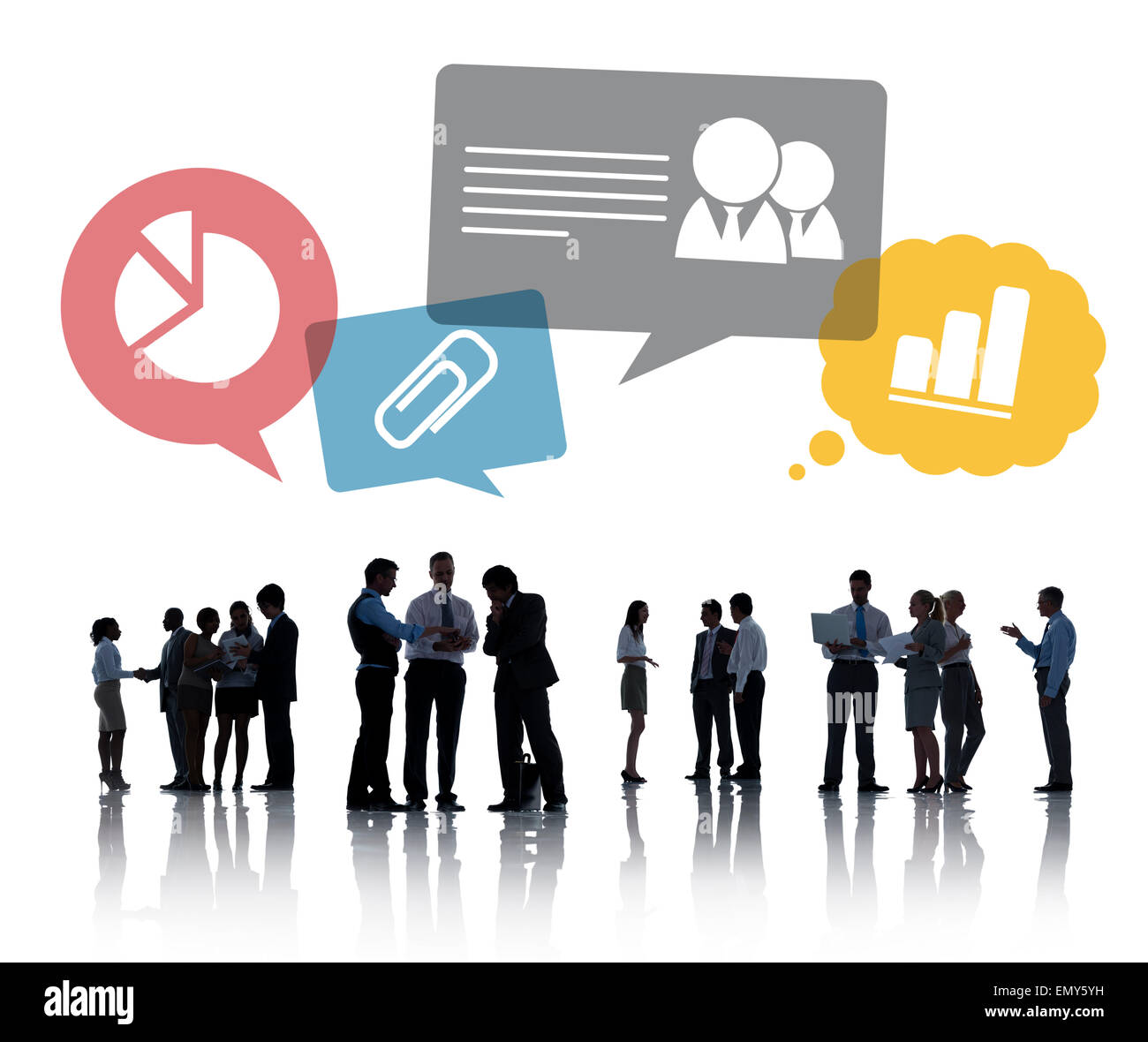 Sagome di Business persone per discutere le questioni aziendali Foto Stock