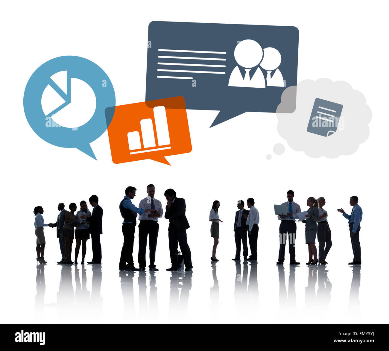 Sagome di Business persone per discutere le questioni aziendali Foto Stock