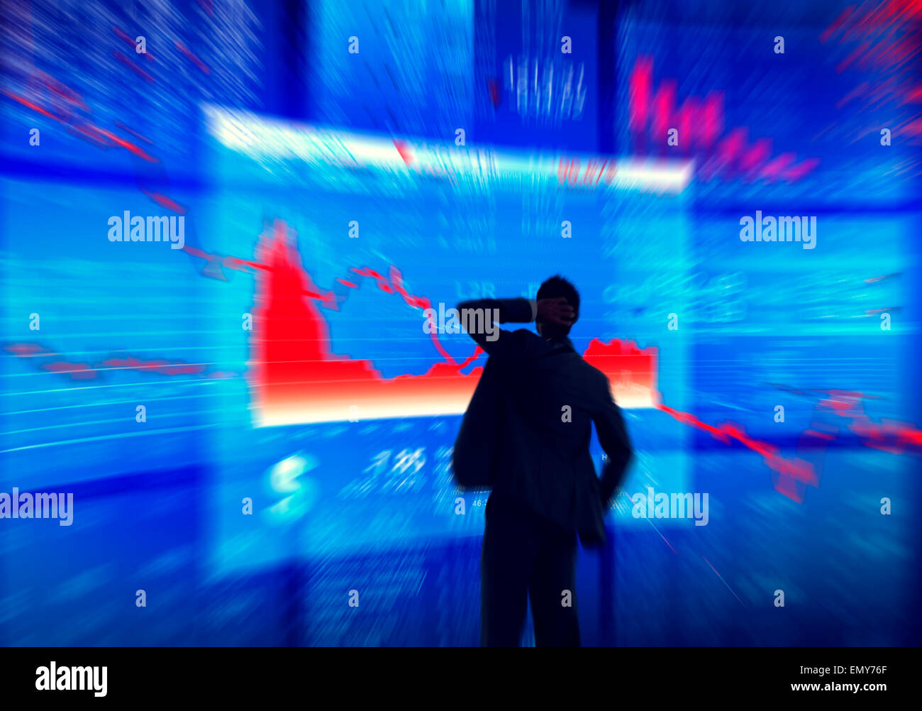 Imprenditore valuta la crisi finanziaria dei concetti Foto Stock