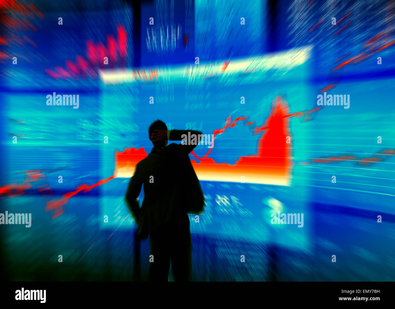 Imprenditore valuta la crisi finanziaria dei concetti Foto Stock