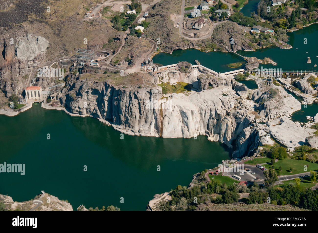 Secche Shoshone Falls sullo Snake River sotto Milner diga in Idaho centromeridionale; volo progetto cortesia Lighthawk Foto Stock