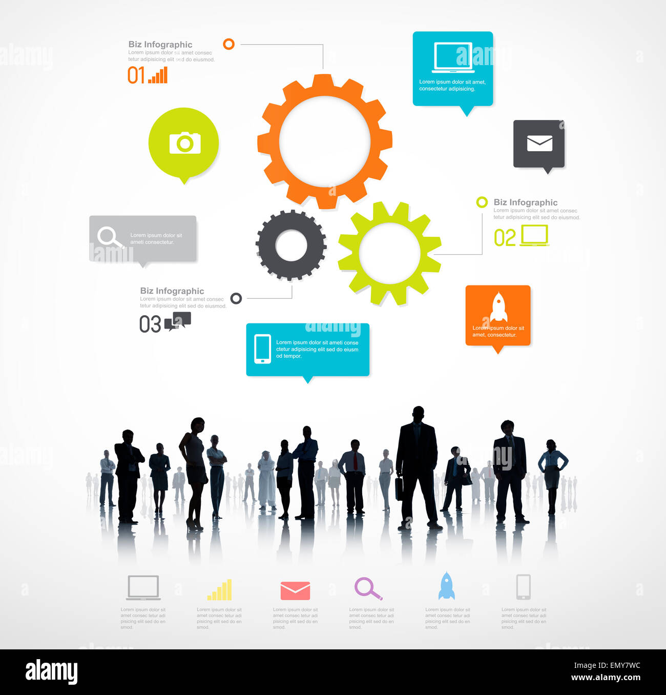 Sagome di gente di affari con una infografica Business Foto Stock