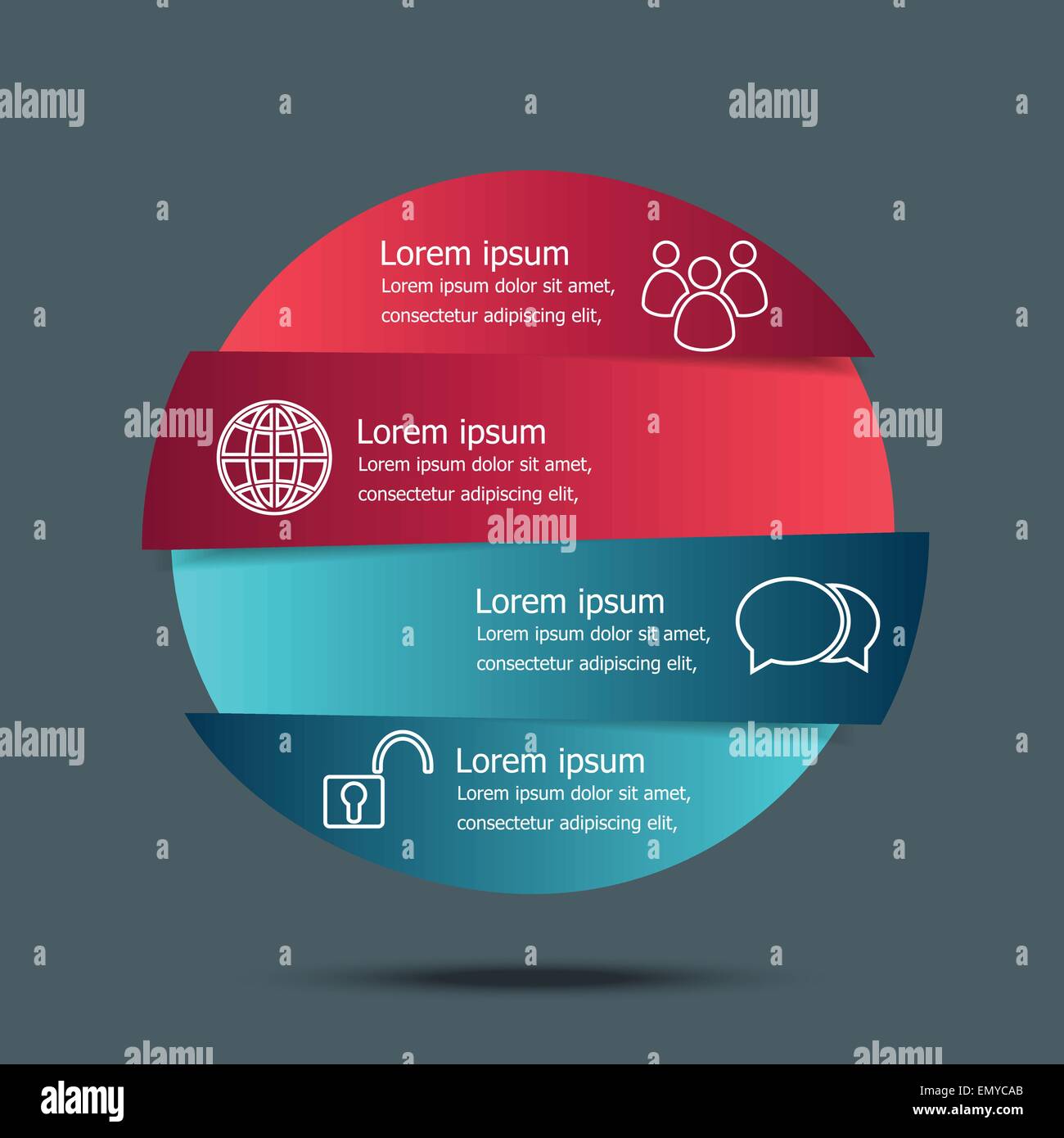 Cerchio di vettore banner modello infografico, vettore di stock Illustrazione Vettoriale