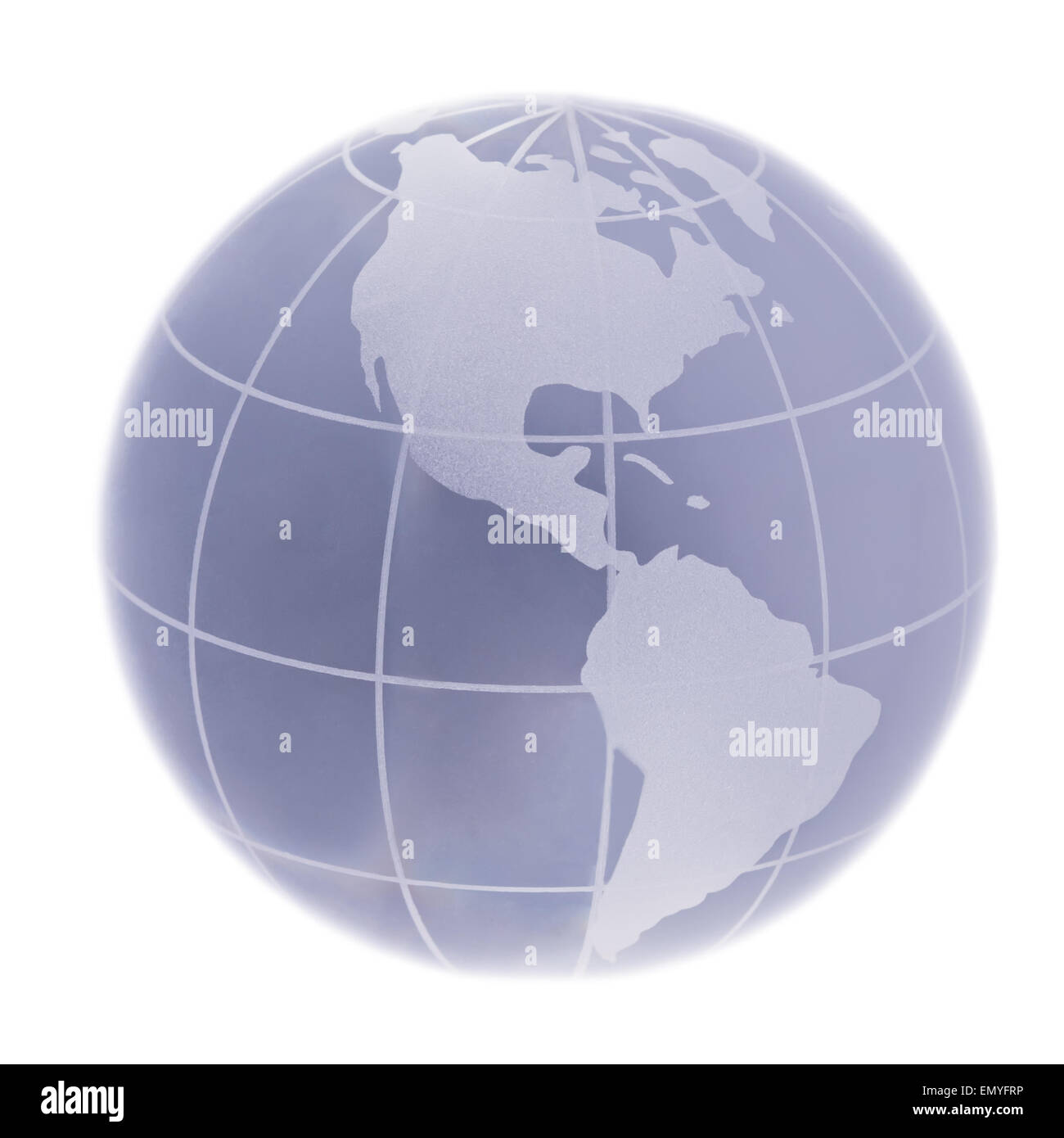 Globo concentrandosi su America del Nord e America del Sud isolato su wh Foto Stock