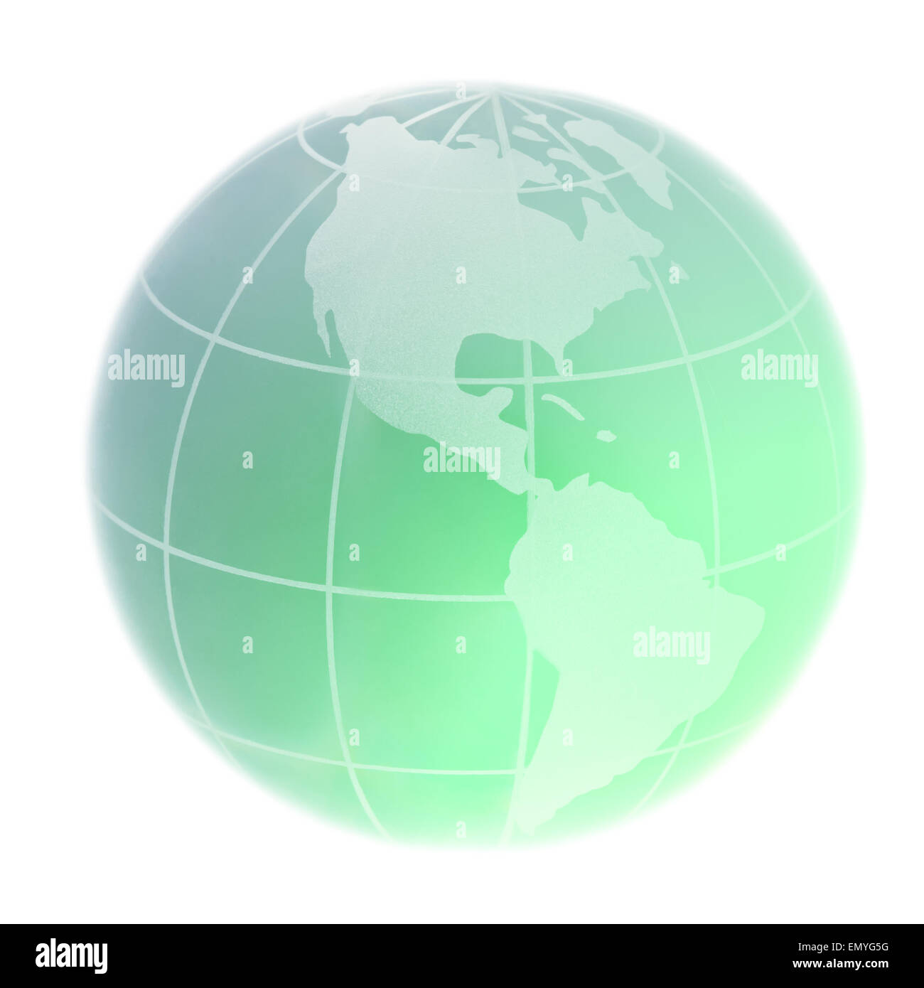 Green Globe concentrandosi su America del Nord e America del Sud isolato Foto Stock