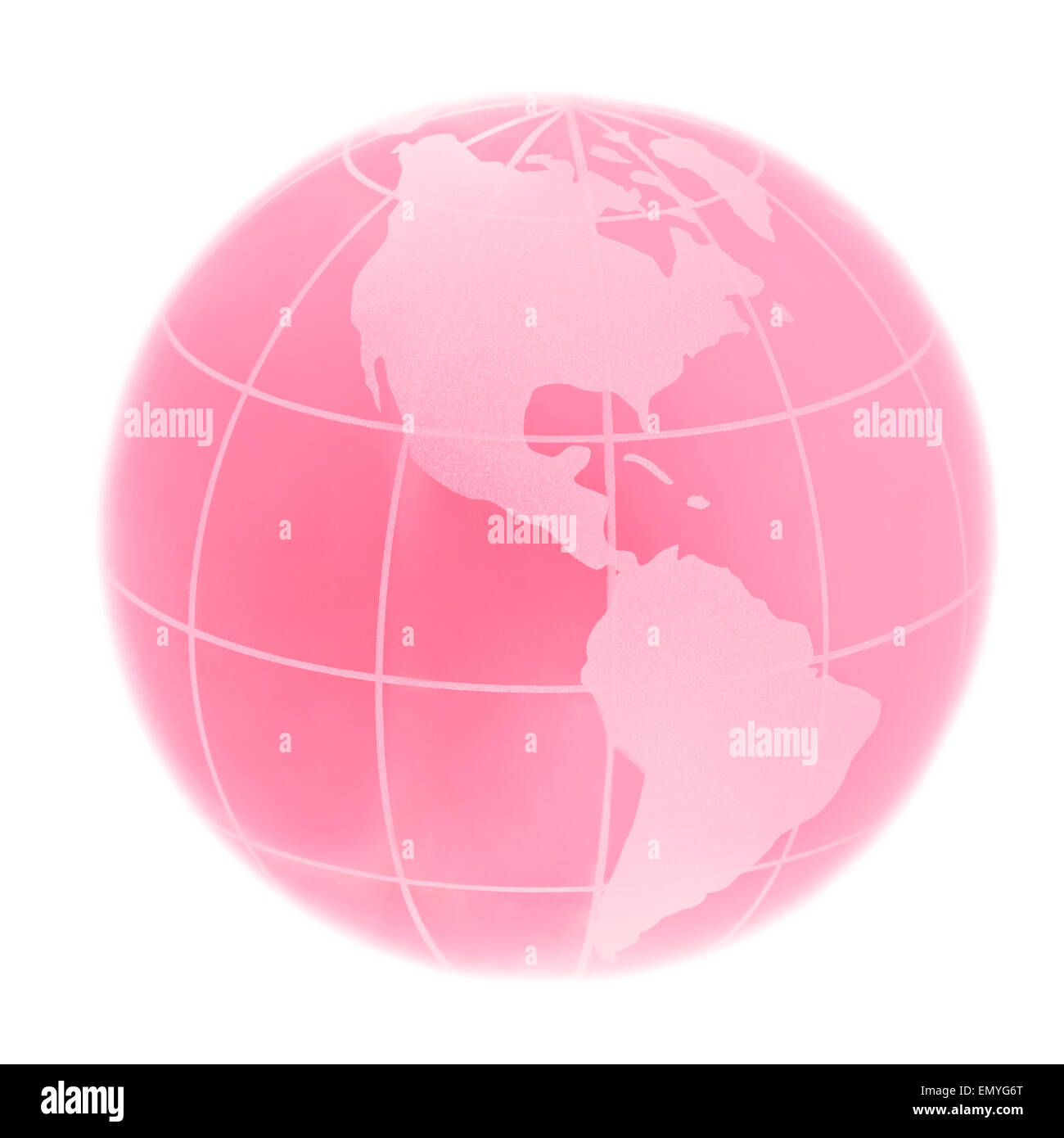 Red globo di vetro concentrandosi su America del Nord e America del Sud isol Foto Stock