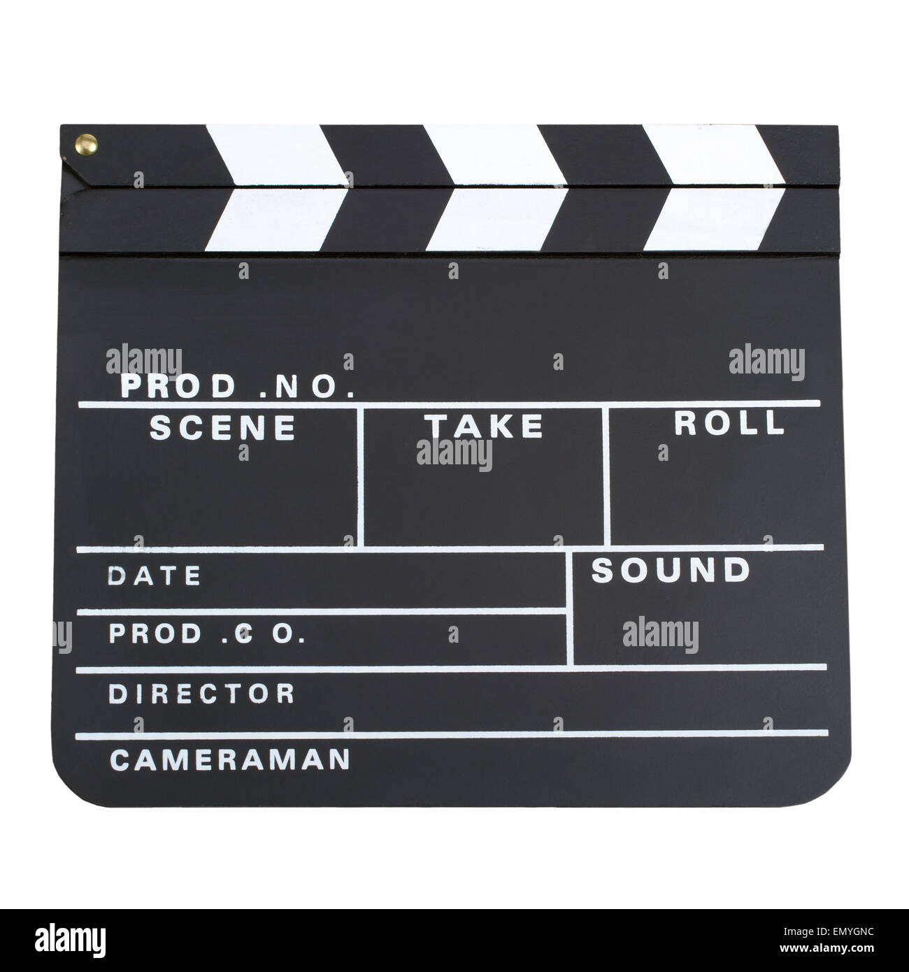 Produzione di filmati battaglio board isolati su sfondo bianco. Sla Foto Stock
