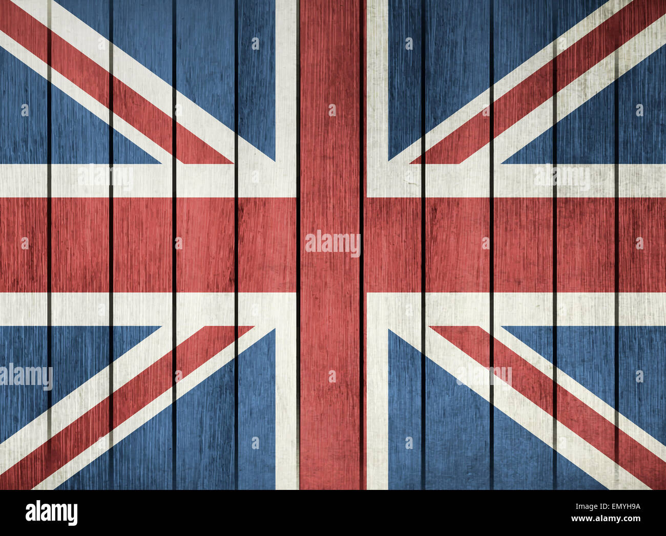 Grunge di legno bandiera del Regno Unito di Gran Bretagna e Irlanda del Nord Foto Stock