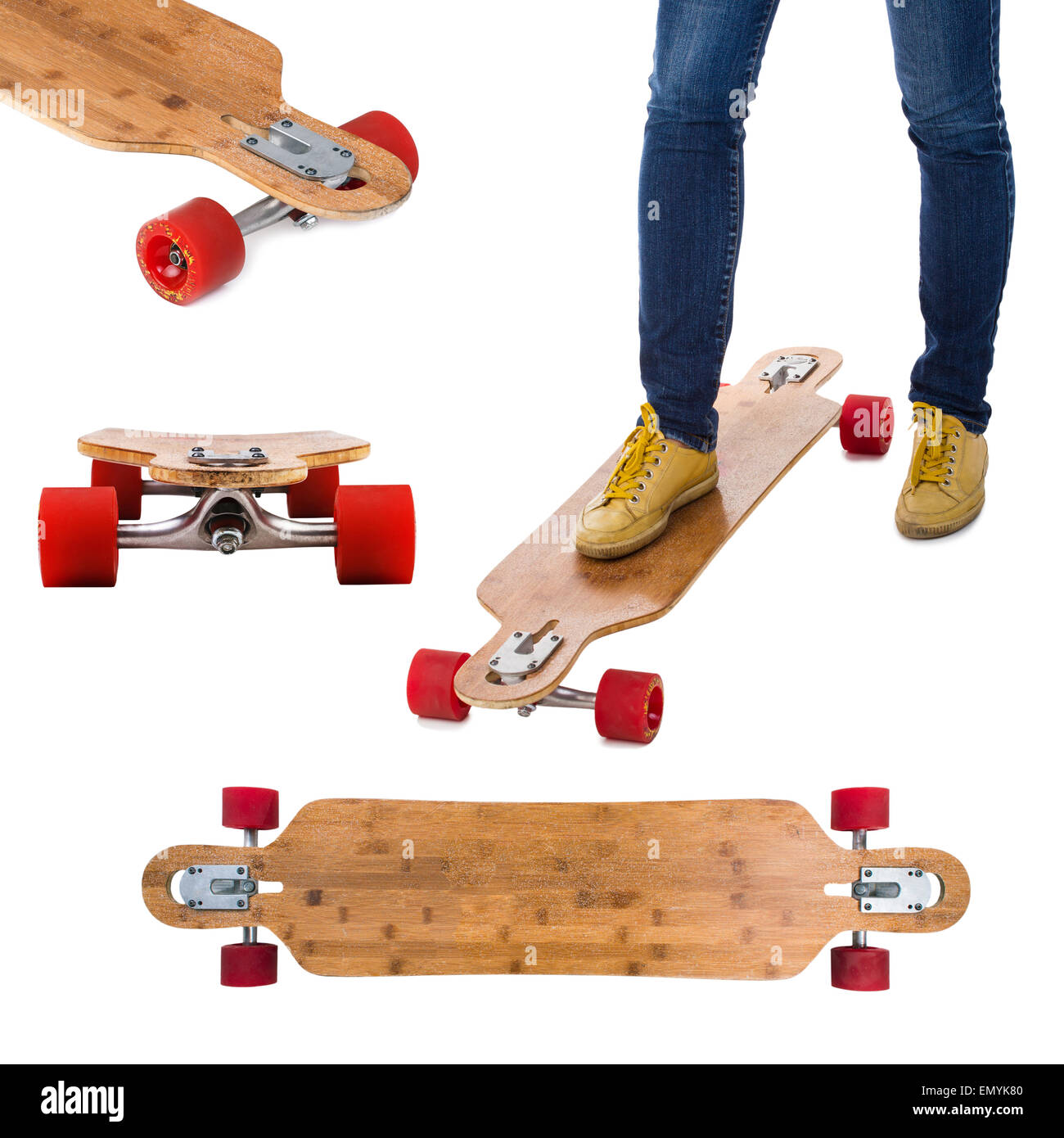 Skateboard longboard impostato Foto Stock