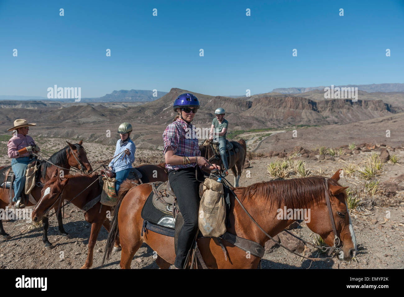 Equitazione in Big Bend Ranch State Park. Texas. Stati Uniti d'America Foto Stock