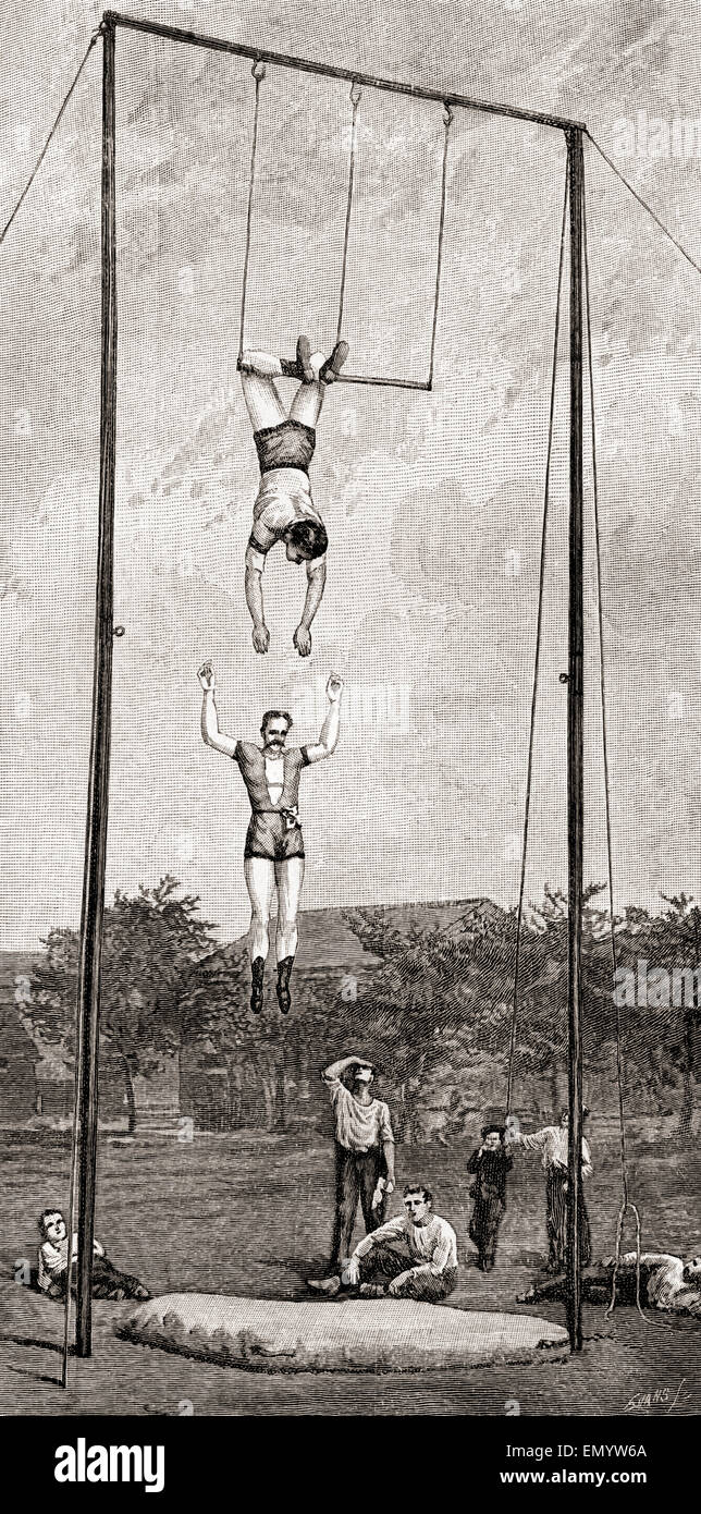 Trapeze artisti nel XIX secolo. Foto Stock