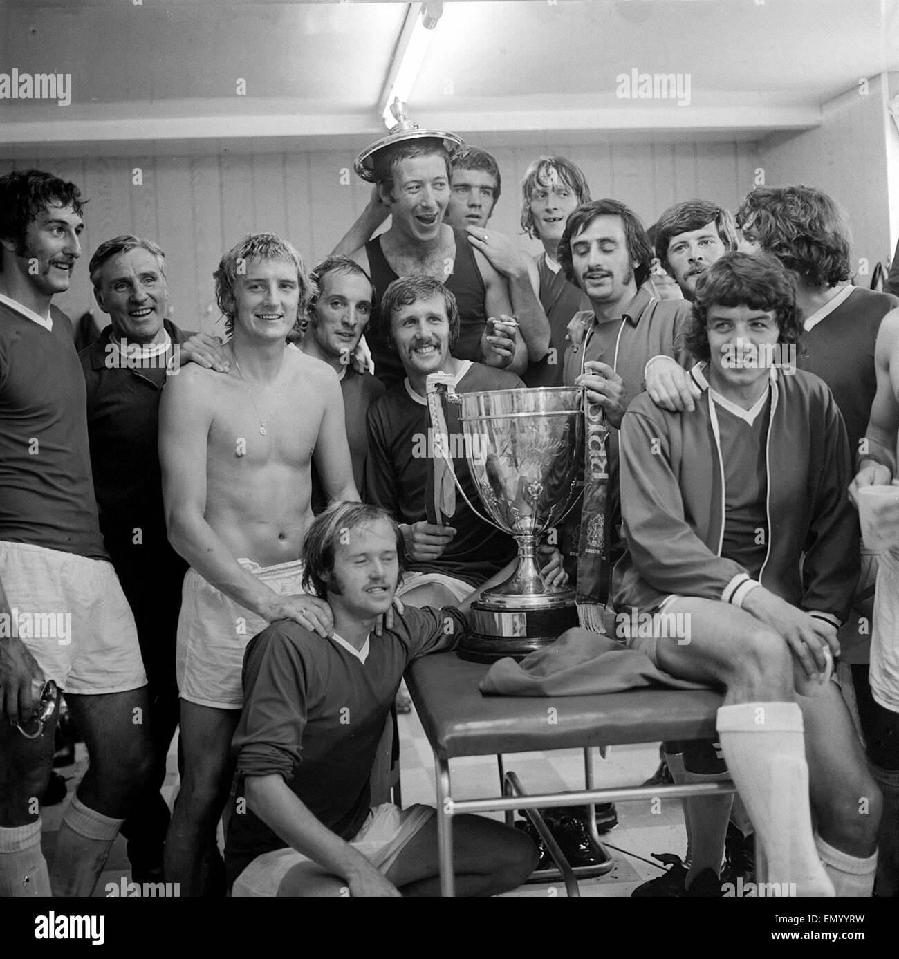 Terza Divisione Bristol Rovers dall'Inghilterra occidentale ha ottenuto il più grande successo nella loro storia di Sabato quando essi beat Sheffield regno nel finale di stagione pre Watney Cup. Hanno vinto 7-6 sulle sanzioni. Mostra immagine: giubilo a Bristol Rov Foto Stock