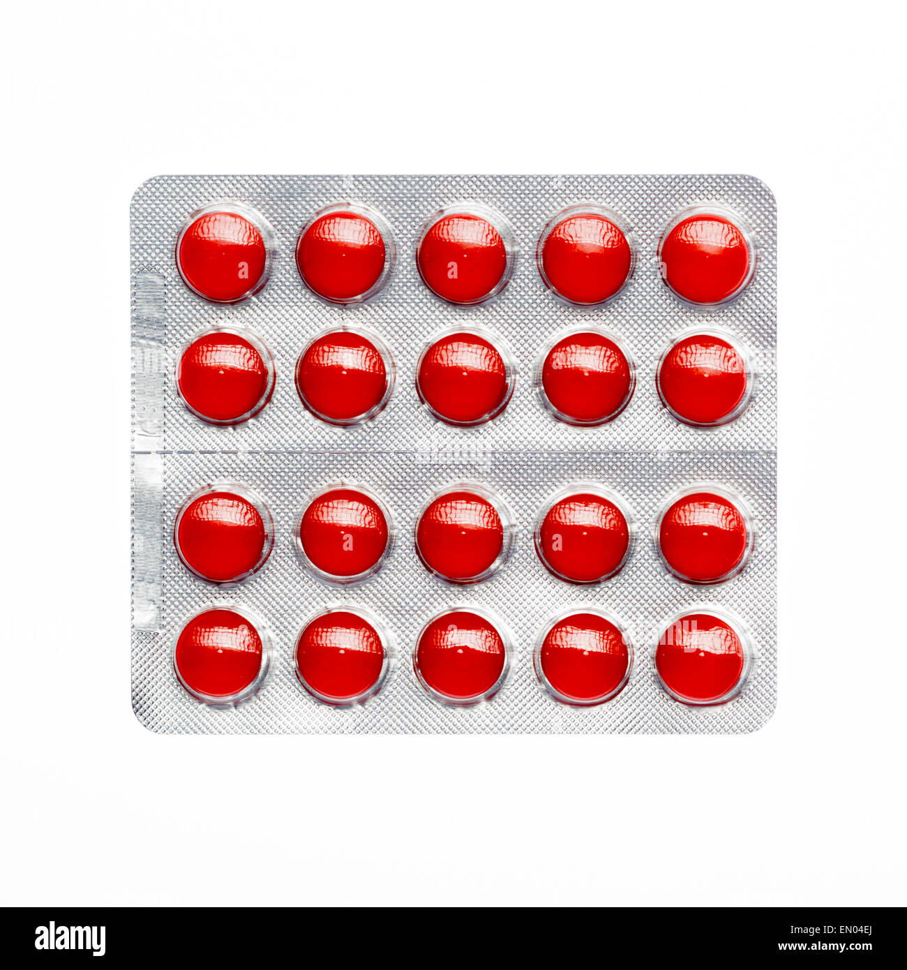 Red pillole blister su un sfondo isolato Foto Stock