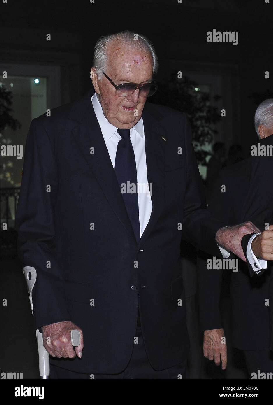 French fashion designer Hubert de Givenchy in occasione della presentazione della mostra "Hubert de Givenchy' - una mostra dei suoi disegni di moda in mostra presso il Museo Thyssen-Bornemisza di Madrid con: Hubert de Givenchy dove: Madrid, Spagna Quando: 20 Ott 2014 Foto Stock