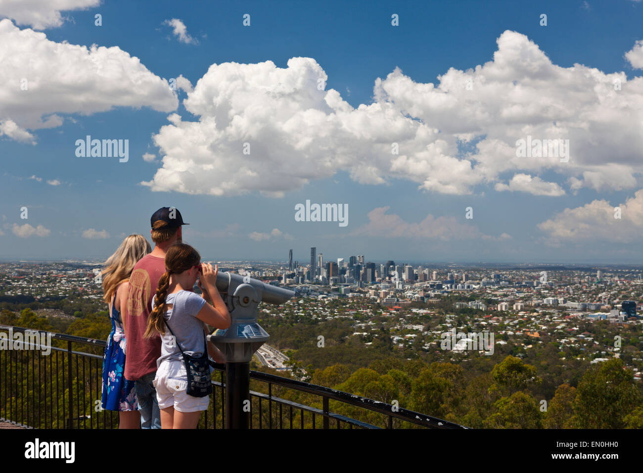 Vista del Monte Coot-tha belvedere sopra Brisbane, Australia Foto Stock