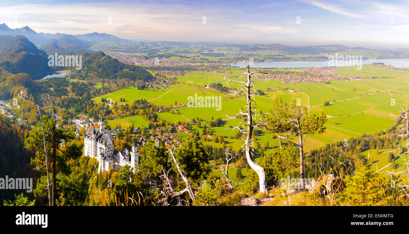 Panorama del paesaggio in Baviera a montagne delle Alpi Foto Stock