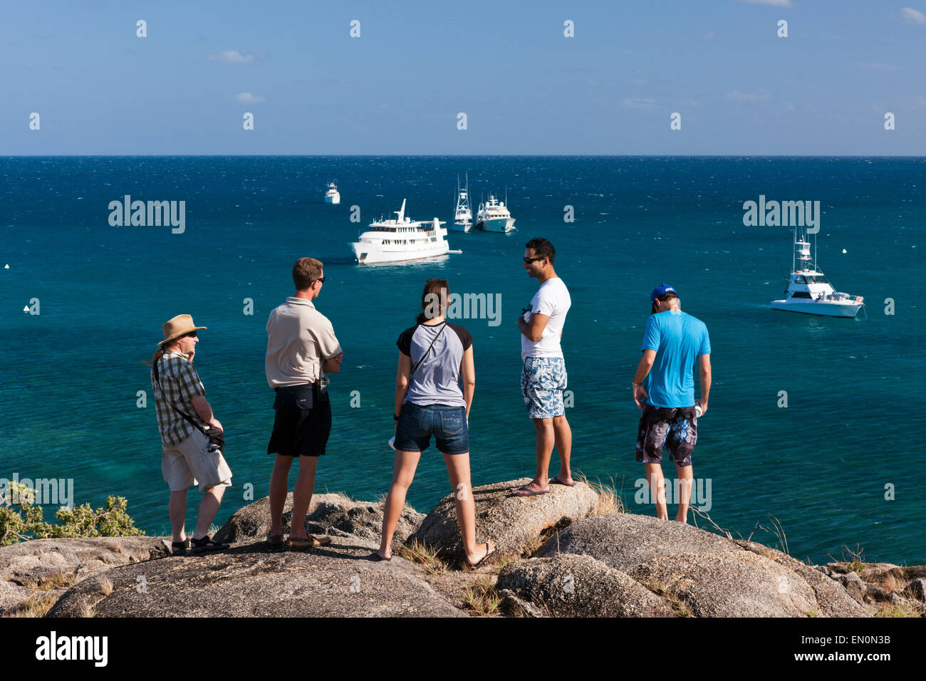 I turisti su Lizard Island, della Grande Barriera Corallina, Australia Foto Stock