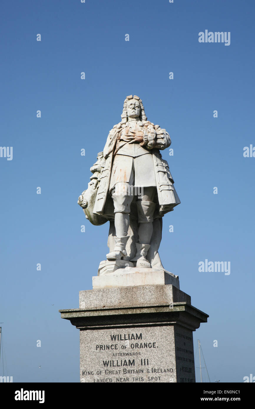 La statua di Guglielmo principe di Orange in Brixham, segnando il suo punto di sbarco nel Regno Unito Foto Stock