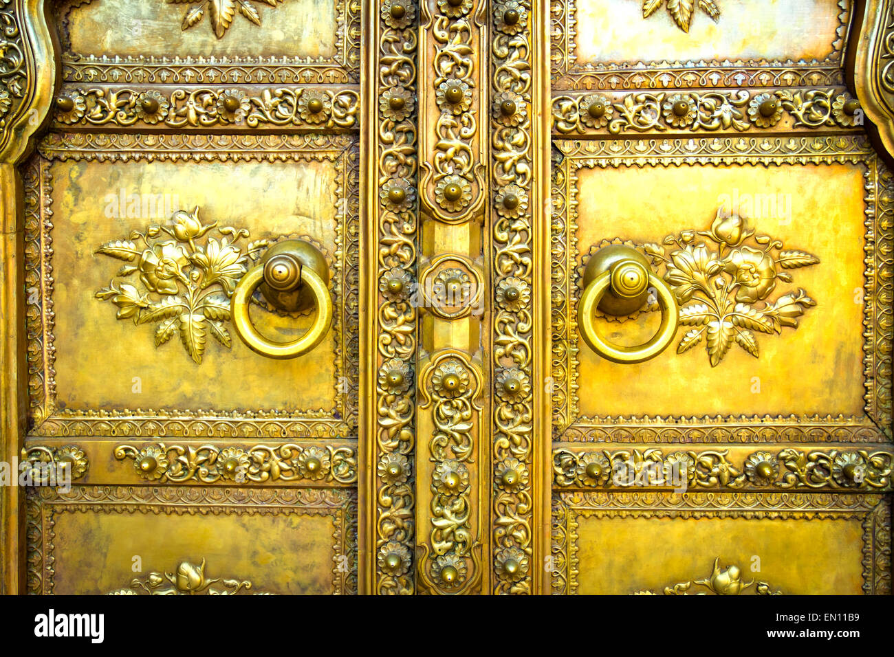 Golden Door in City Palace Jaipur, India Foto Stock