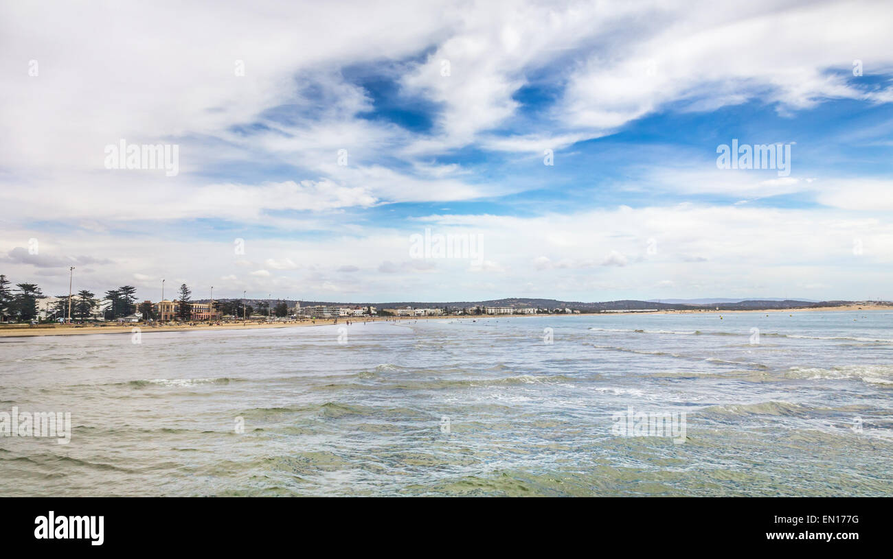 Oceano atlantico paesaggio nella città di Essaouira, Marocco Foto Stock