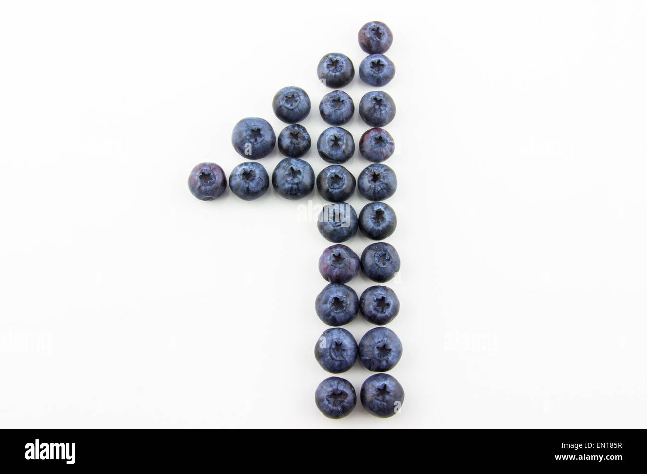 Il numero uno concetto fatta di mirtilli Foto Stock