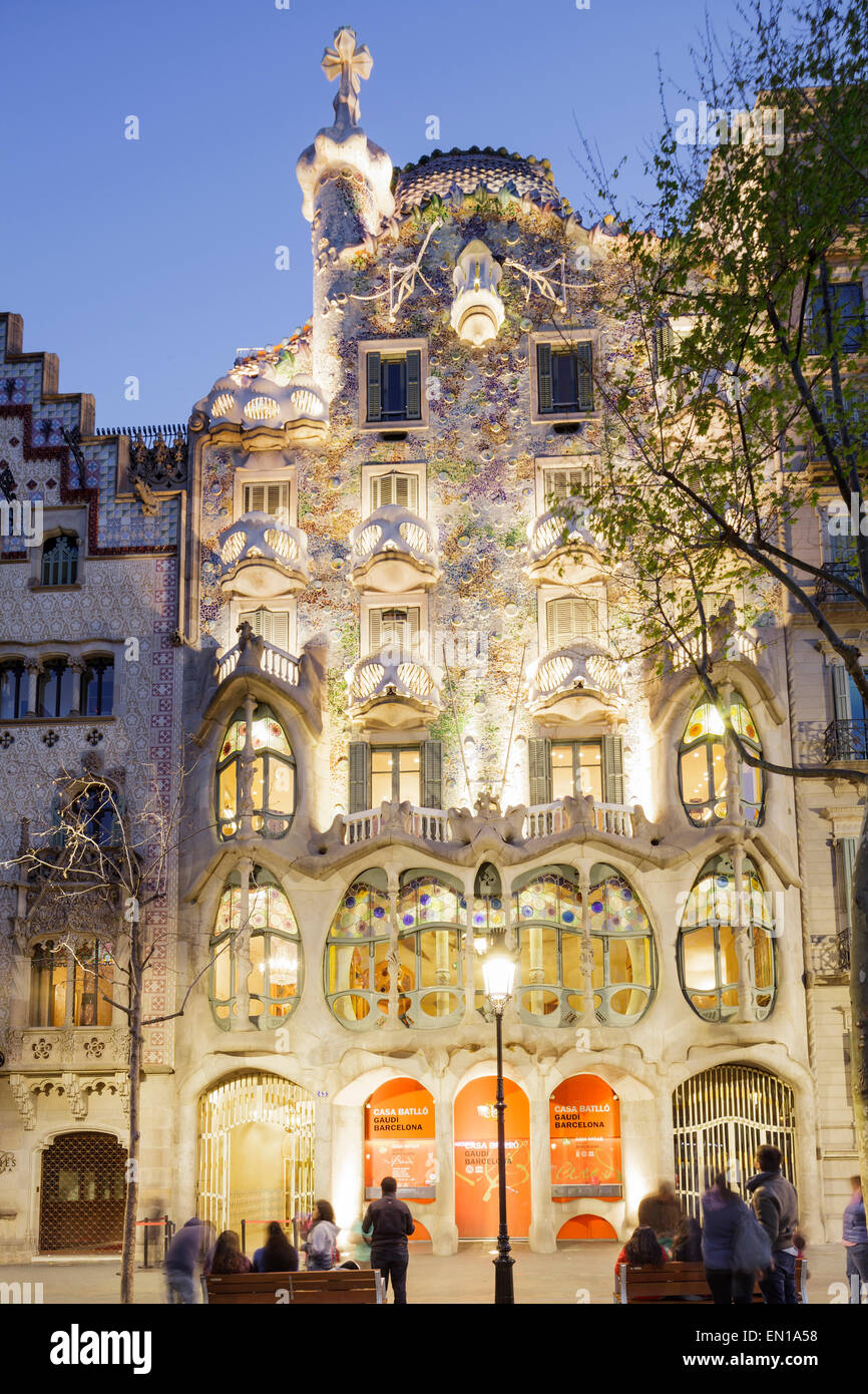 Casa Batlló di Gaudí, Barcellona, in Catalogna, Spagna Foto Stock