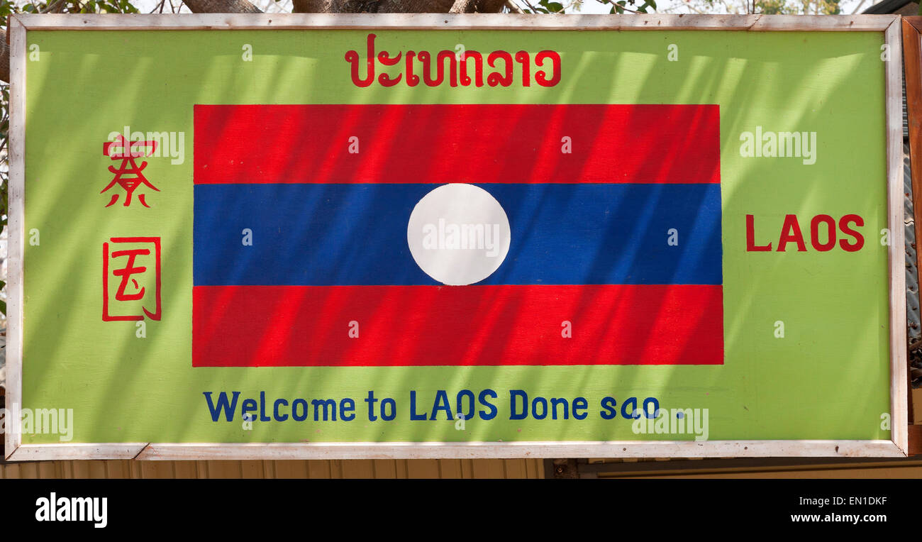 Don Sao isola, Laos, il Triangolo d'oro, tra la Thailandia e il Myanmar e Laos. Storicamente un farmaco area trading. Foto Stock